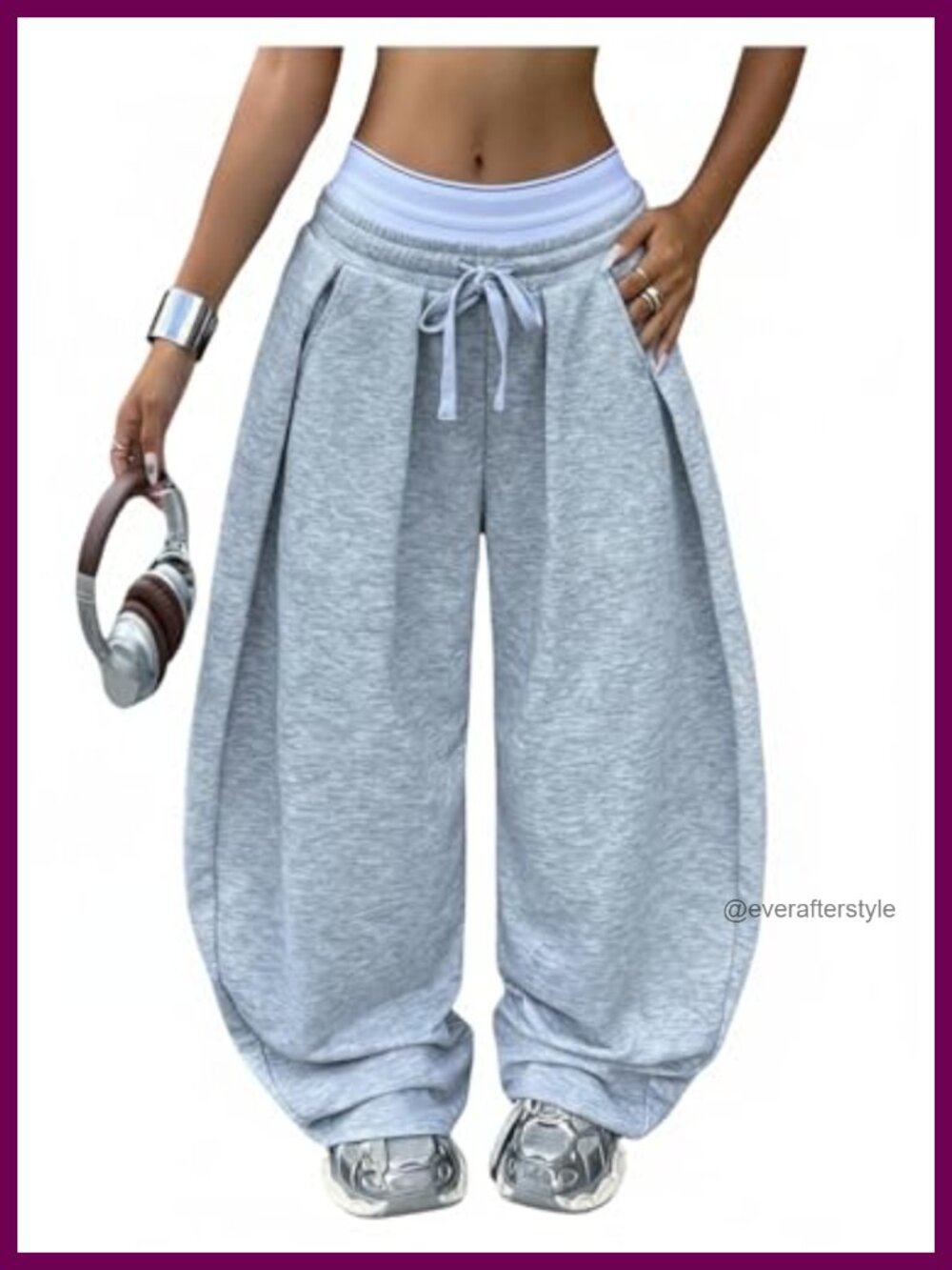 Women's Baggy Wide Leg Barrel Sweatpants Low Rise Tie Waist Streetwear Y2k
